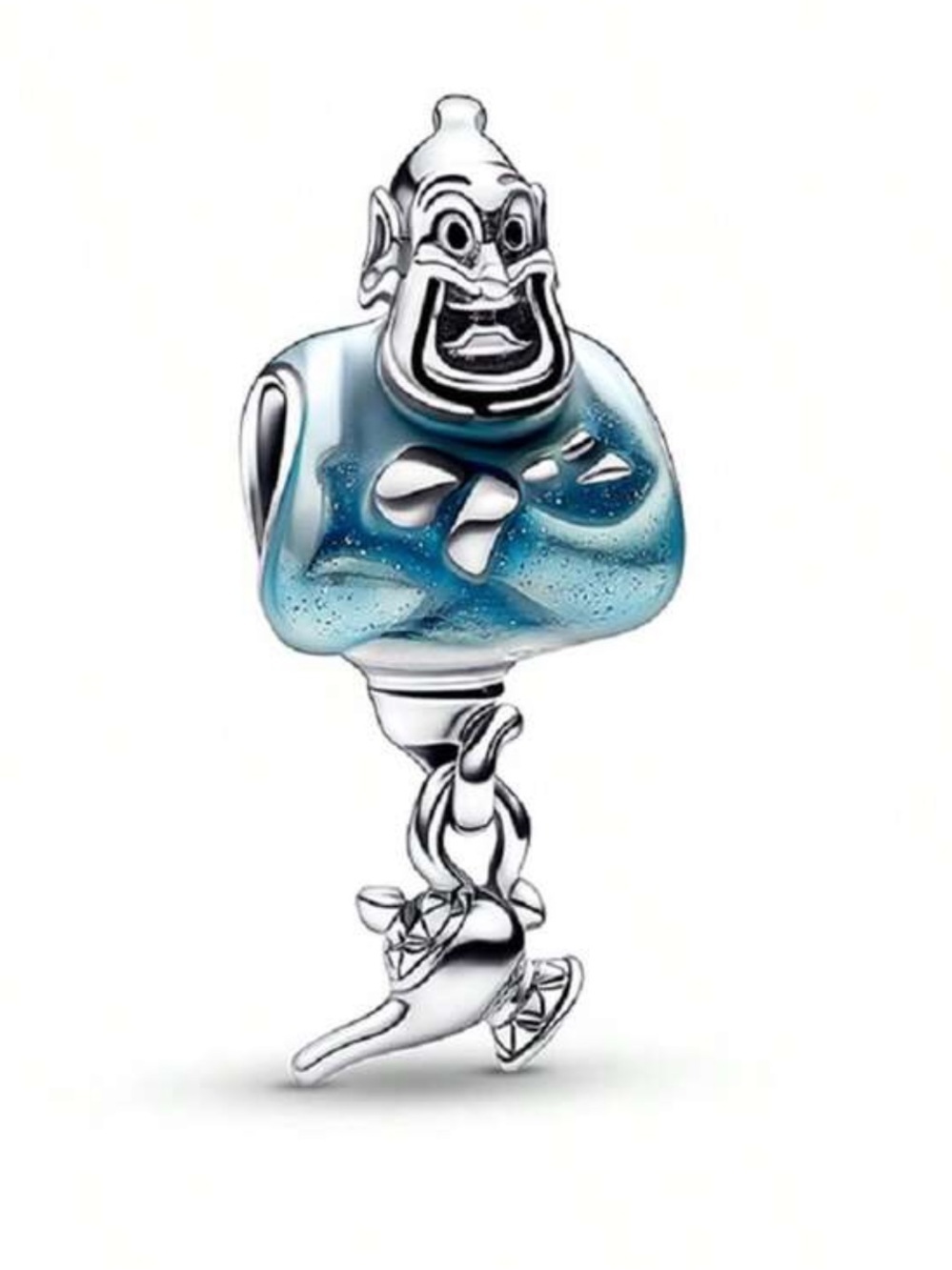 925 Sterling Silver Disney Inspired Genie Dangle Charm in Blue Glass - NWT